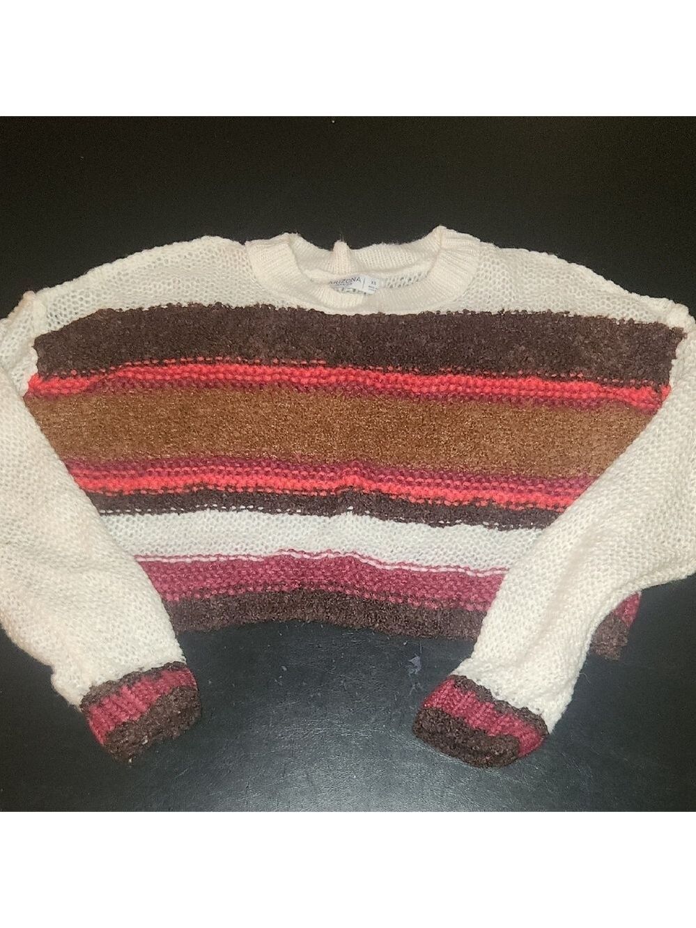 Arizona Jean Company Multicolor Lighyweight Casual Cropped Xs Striped Sweater